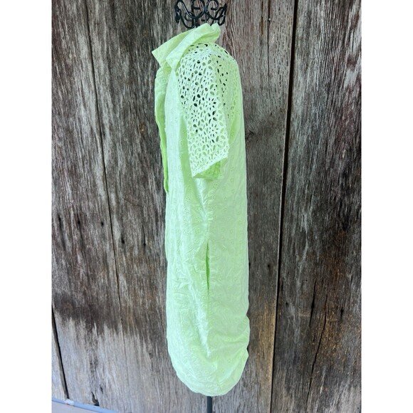J.CREW Dress Size 0 LIGHT NEON GREEN EYELET SHORT SLEEVE MINI SHIRT DRESS - Picture 4 of 4